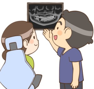 治療の説明をしている歯科医師のイラスト
